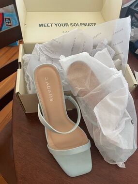 Adams Mint Green Strappy Square-Toe Heels